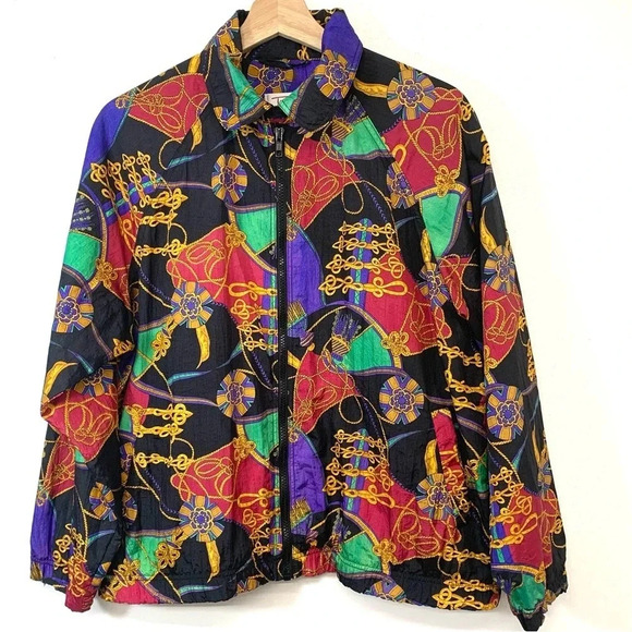 Vintage Talbots Track Jacket Windbreaker  Petite Small Full Zip Pockets Oversize - Picture 1 of 13